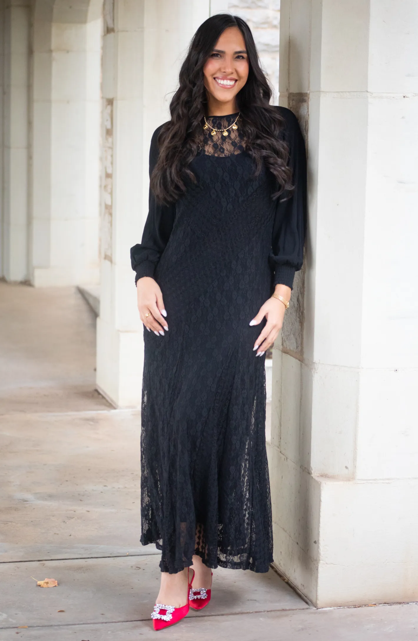 My Heart Is Set Black Lace Maxi Dress