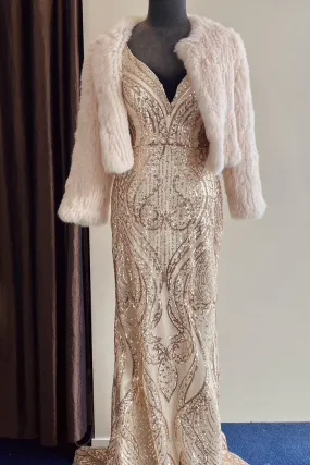 Natarsha Rabbit Fur Jacket Blush