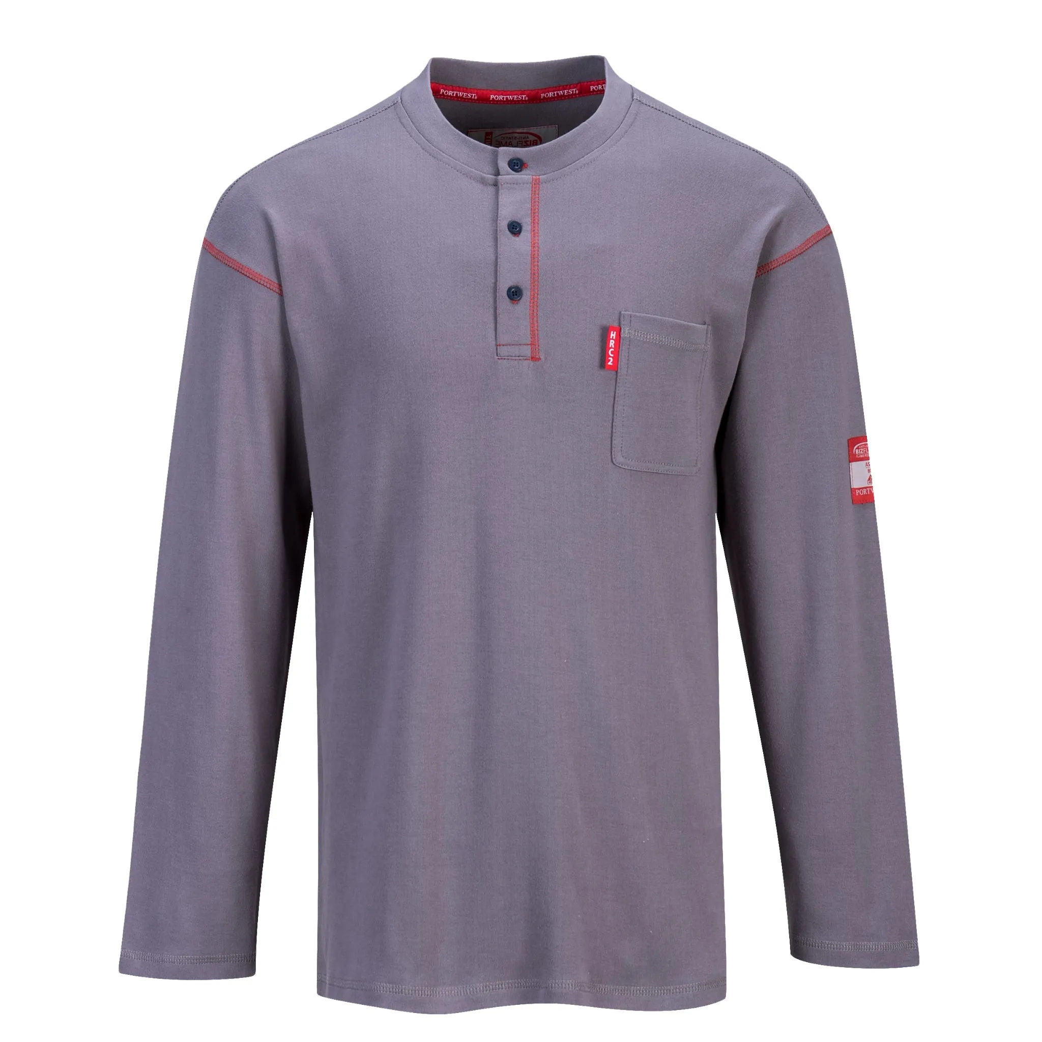 PORTWEST® Bizflame FR Long Sleeve Henley Shirt - Moisture Wicking - ARC2 - FR02