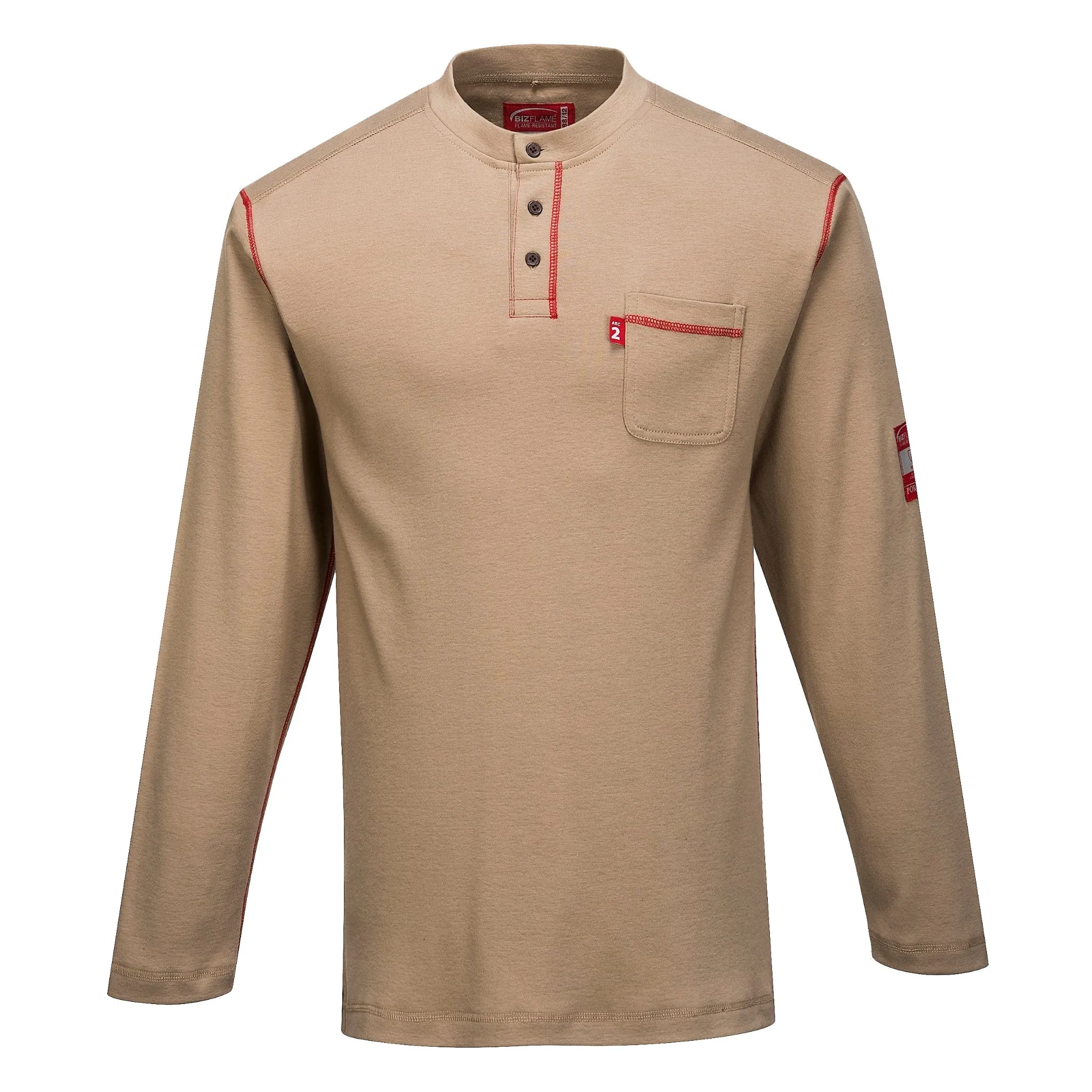 PORTWEST® Bizflame FR Long Sleeve Henley Shirt - Moisture Wicking - ARC2 - FR02