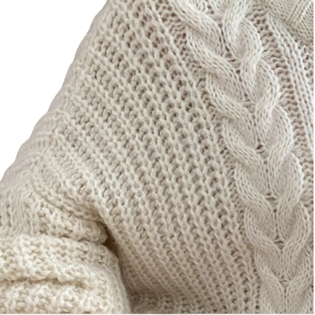 Pre Order:  Soft Round Neck Fried Dough Twists Knitted Sweater