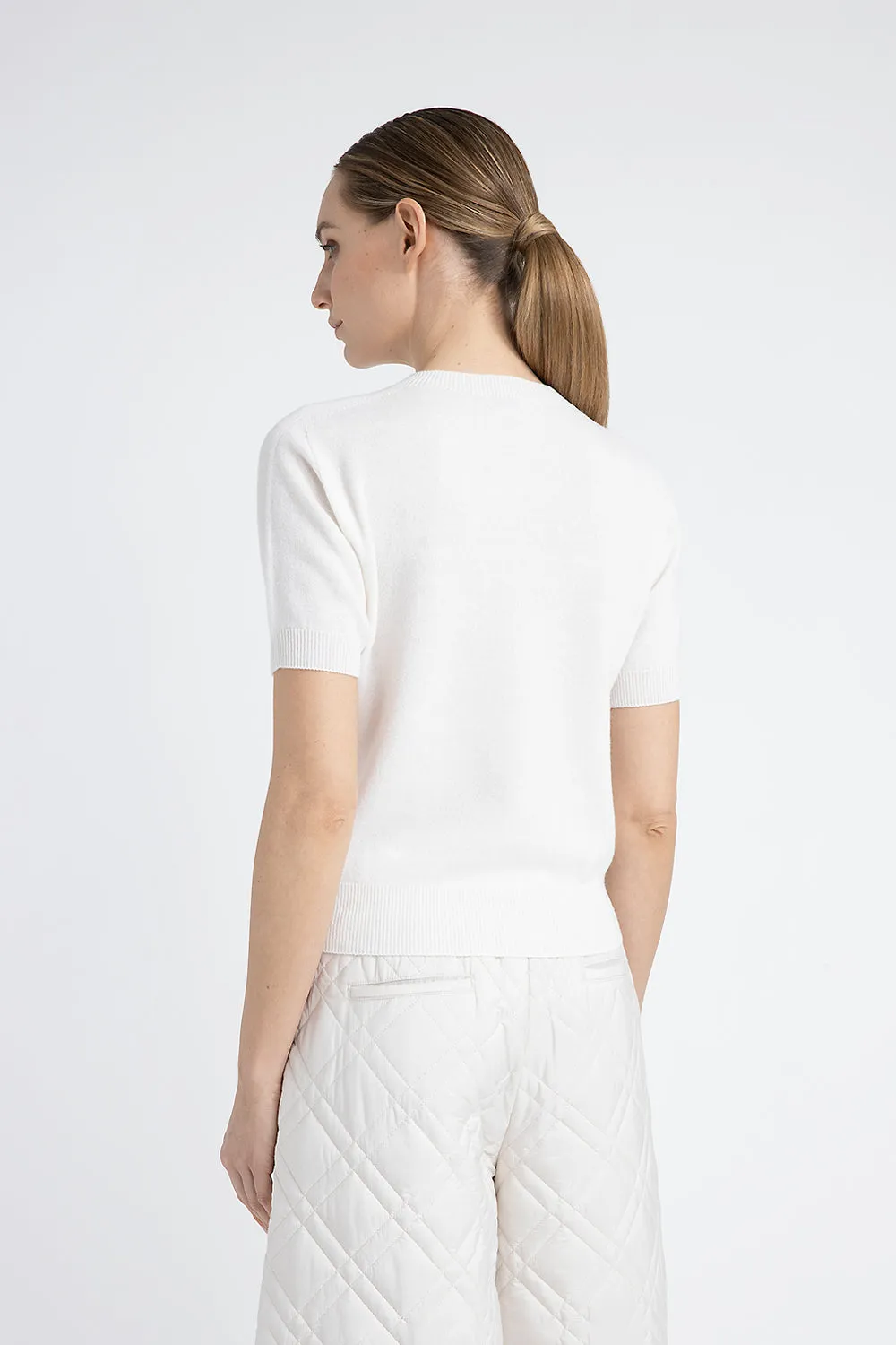 Pure cashmere short-sleeved sweater