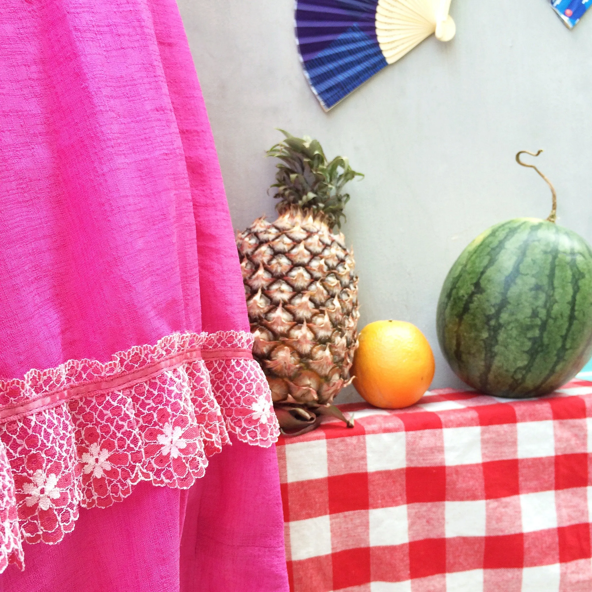 Rare Fruit | Vintage 1950s 1960s floral lace Fuchsia pink purple Full Circle skirt Dress