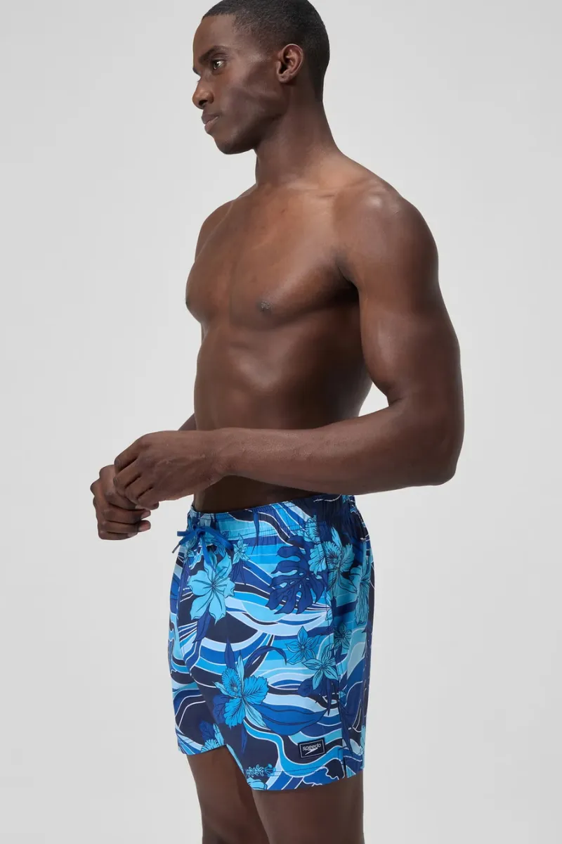 Speedo Men's Printed Redondo Edge Volley 16" Short - Peacoat