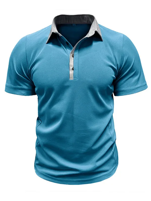 TEEK - Mens Lapel Color Block Short Sleeve Polo Shirt