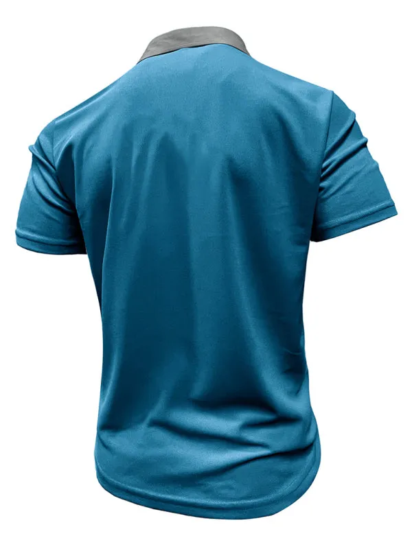 TEEK - Mens Lapel Color Block Short Sleeve Polo Shirt