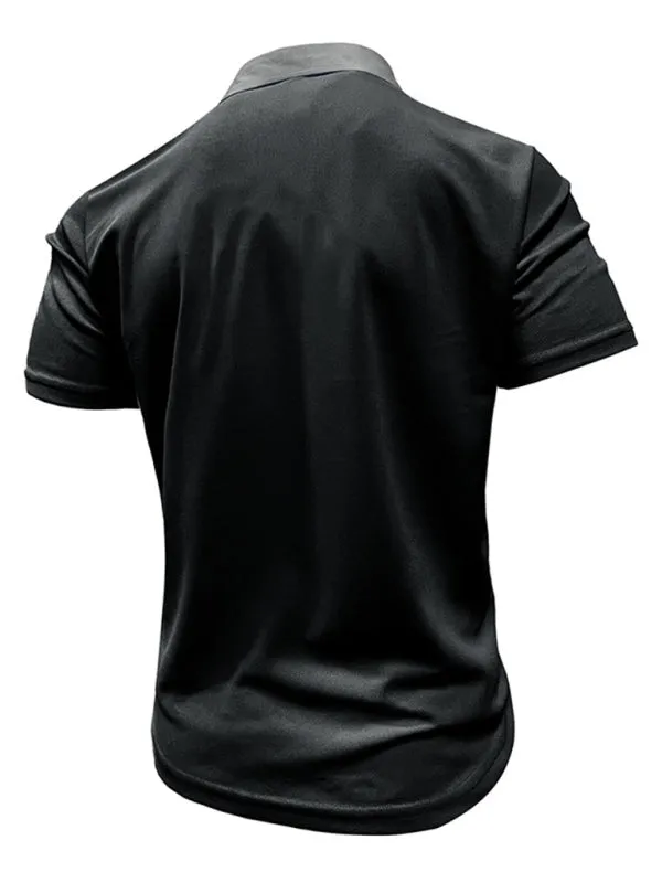 TEEK - Mens Lapel Color Block Short Sleeve Polo Shirt