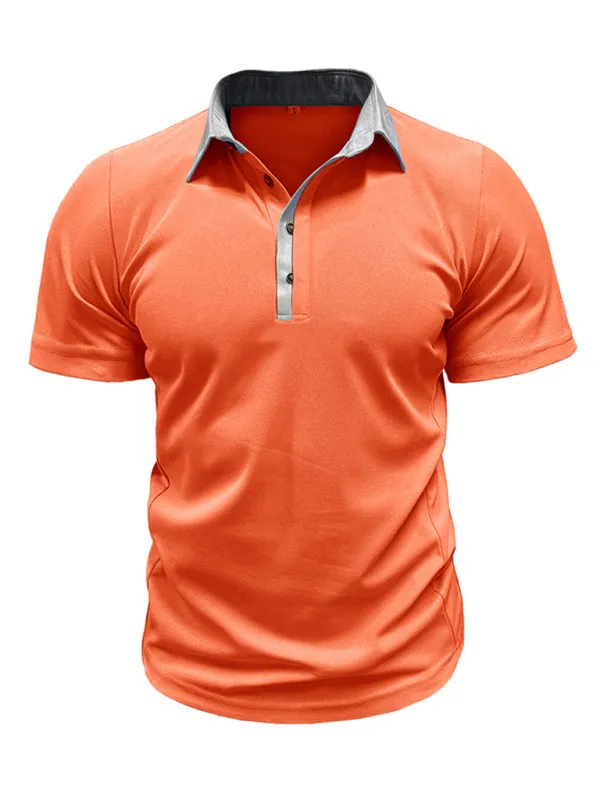 TEEK - Mens Lapel Color Block Short Sleeve Polo Shirt