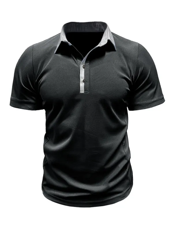 TEEK - Mens Lapel Color Block Short Sleeve Polo Shirt