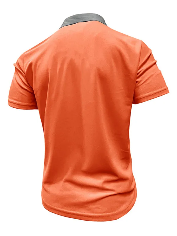TEEK - Mens Lapel Color Block Short Sleeve Polo Shirt