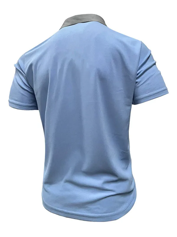 TEEK - Mens Lapel Color Block Short Sleeve Polo Shirt