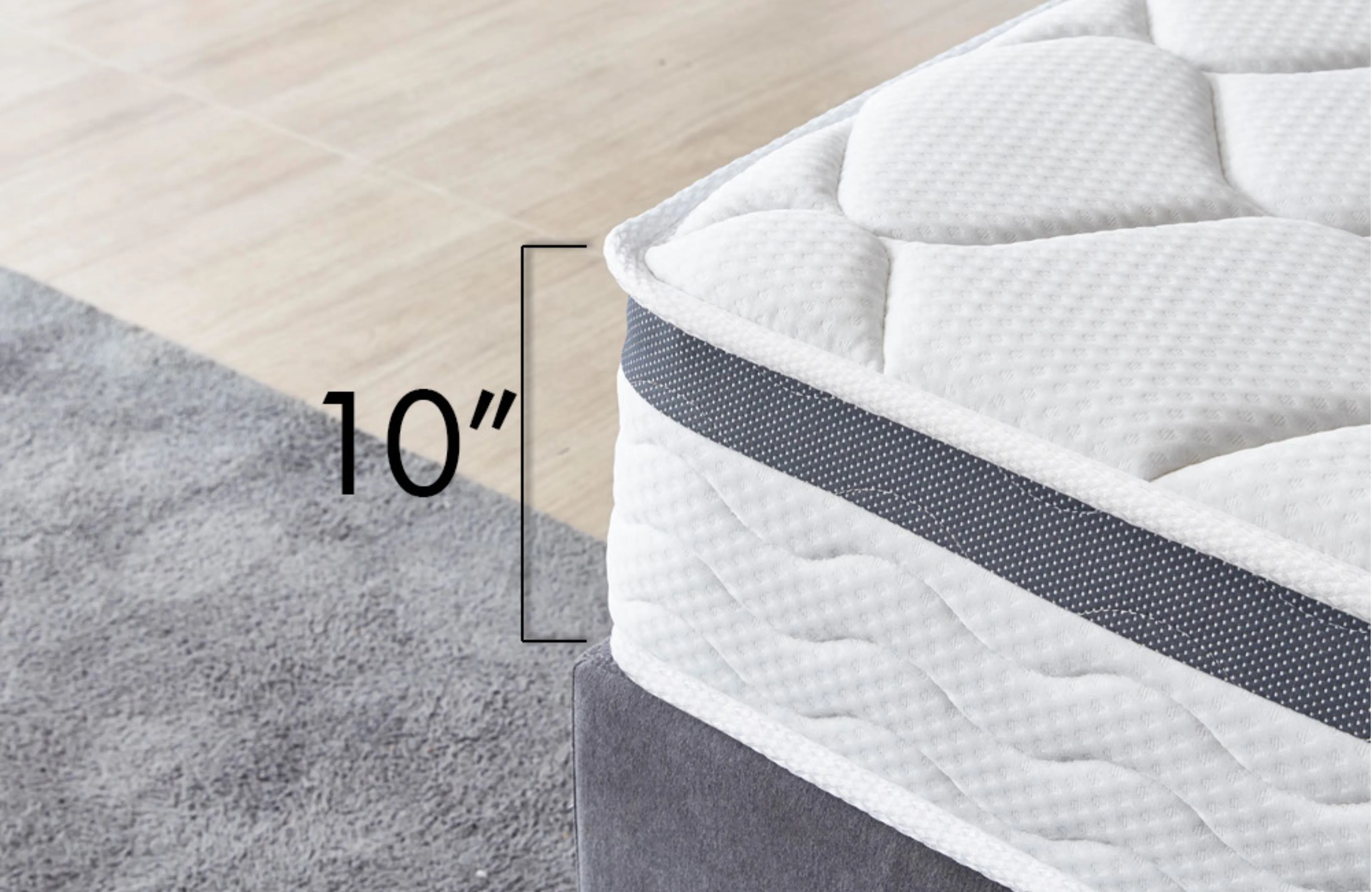 THE PREMIUM - 10" - "THE PERFECT" Medium - Euro Pillow Top - Pocket Spring and Memory Foam - Organic Cotton Mattress