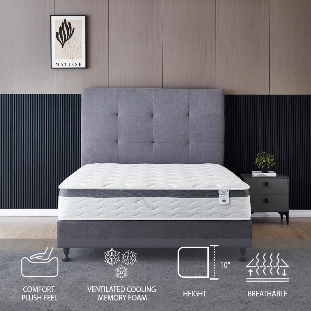 THE PREMIUM - 10" - "THE PERFECT" Medium - Euro Pillow Top - Pocket Spring and Memory Foam - Organic Cotton Mattress