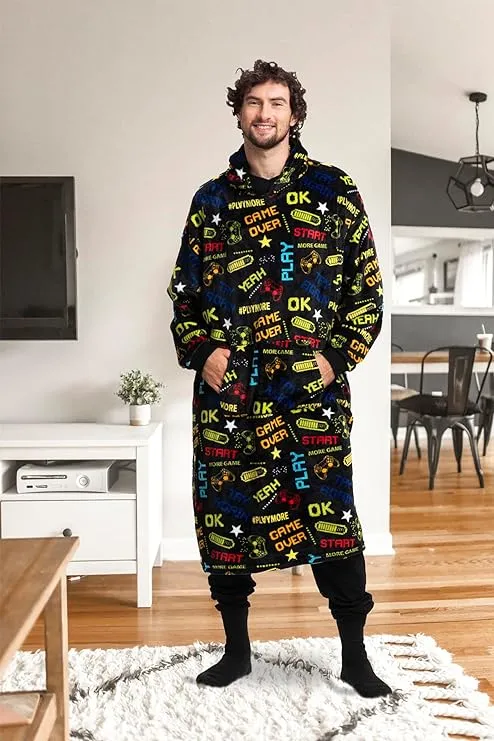 Ultimate Gamer's Fleece Hoodie Blanket - Comfort and Style for Gaming and Beyond for Men