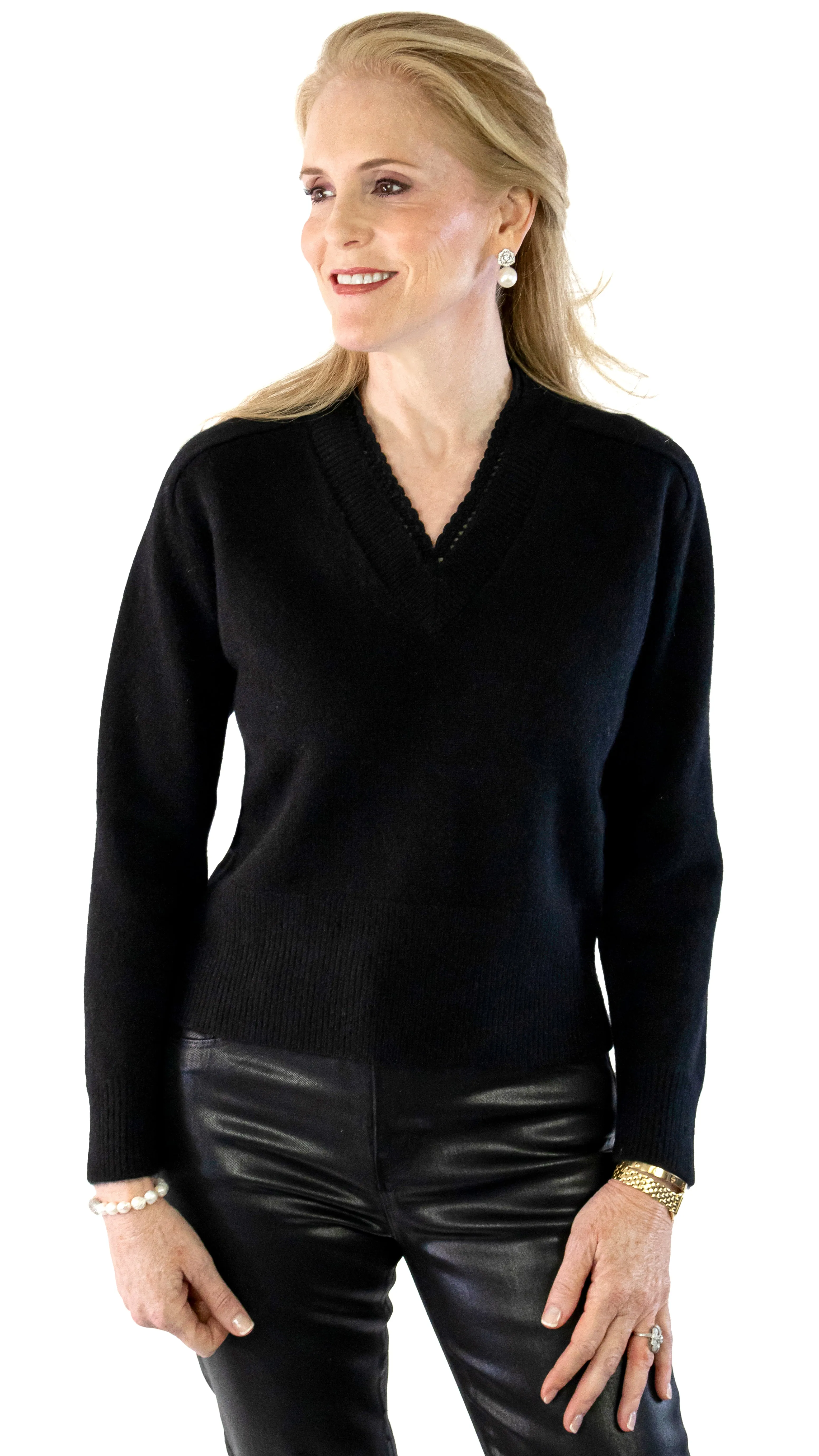 V-Neck Cashmere Sweater - Black