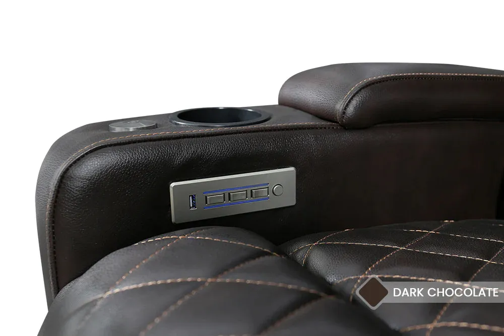 Valencia Oslo Leather Home Theater Seating Row of 5 Loveseat Right, Dark Chocolate