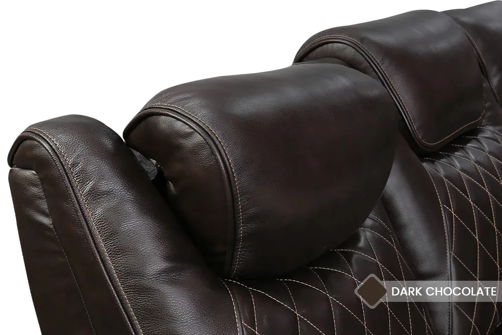 Valencia Oslo Leather Home Theater Seating Row of 5 Loveseat Right, Dark Chocolate