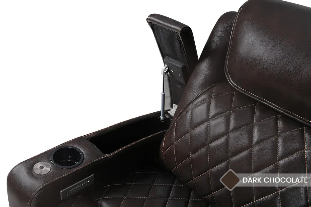 Valencia Oslo Leather Home Theater Seating Row of 5 Loveseat Right, Dark Chocolate