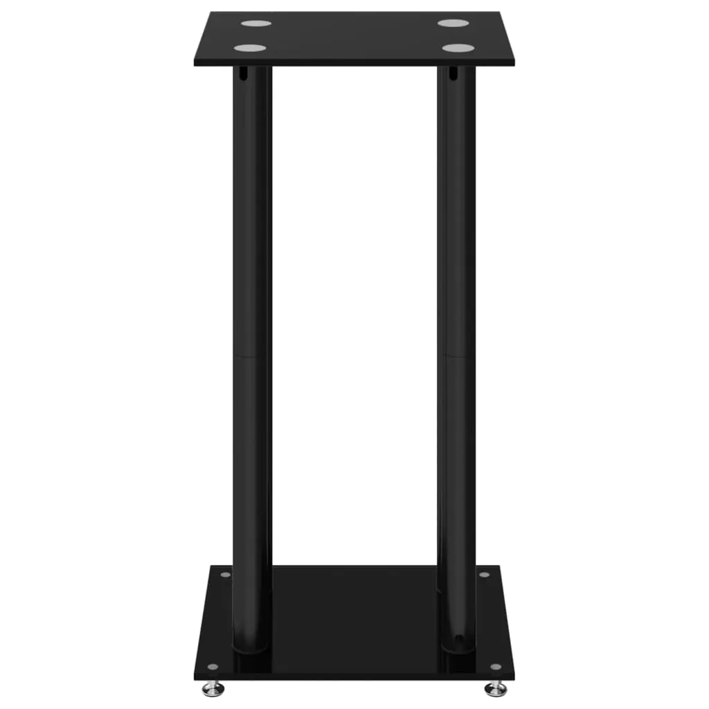 vidaXL Speaker Stands 2 pcs Black Tempered Glass 4 Pillars Design
