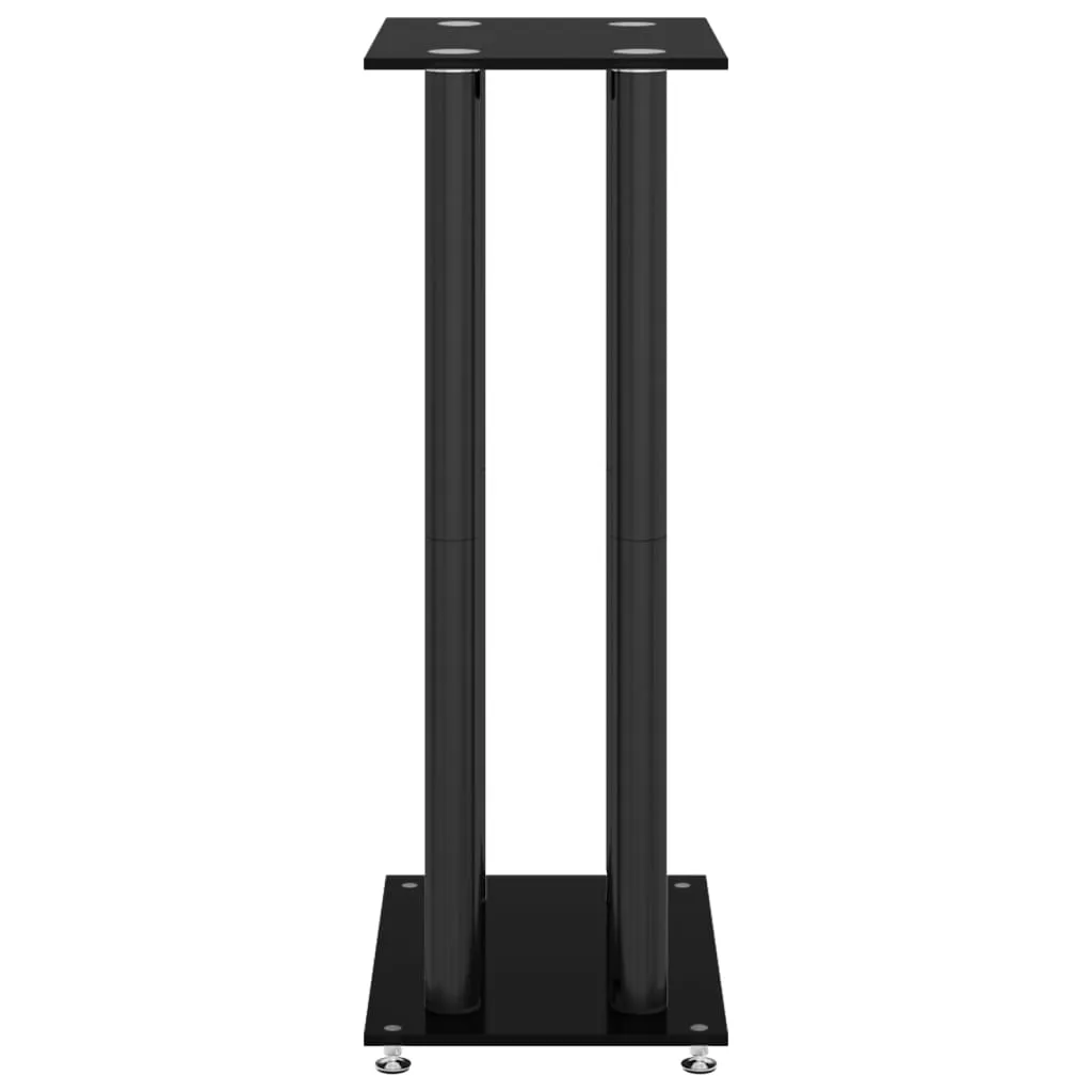 vidaXL Speaker Stands 2 pcs Black Tempered Glass 4 Pillars Design