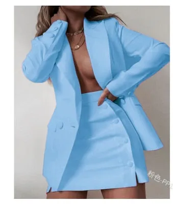 Wenkouban 2023 New Fashion 2 Piece Set Women Streetwear Candy Colour Basic Blazer Sets Coat   Shorts Slim Suit Jacket