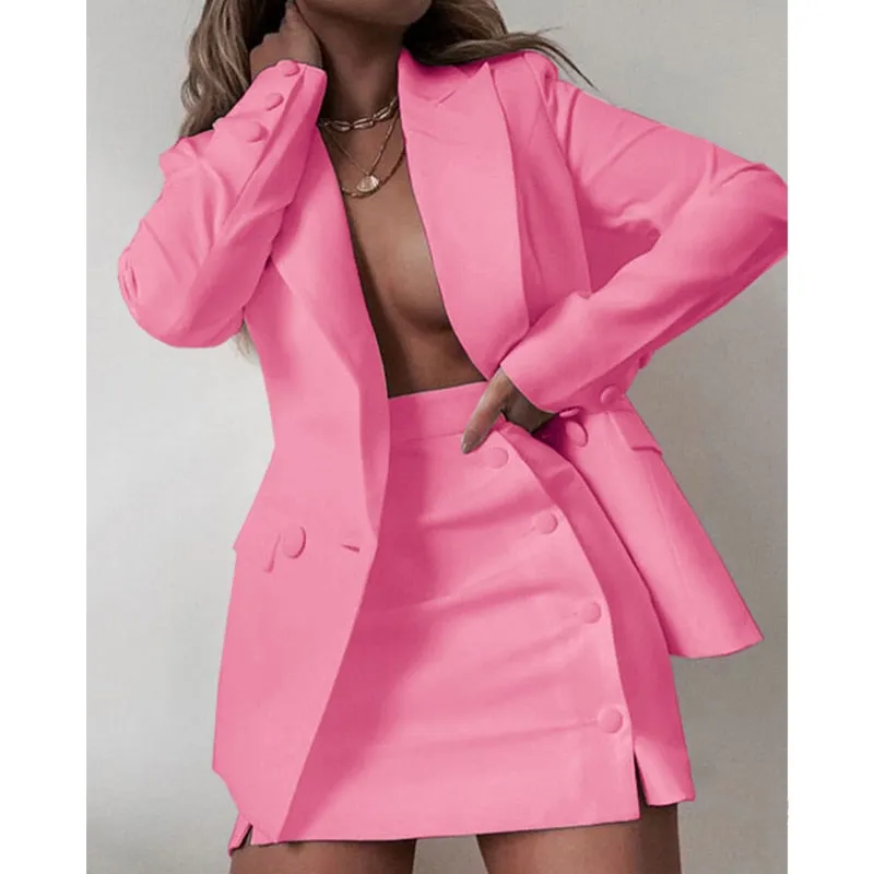 Wenkouban 2023 New Fashion 2 Piece Set Women Streetwear Candy Colour Basic Blazer Sets Coat   Shorts Slim Suit Jacket