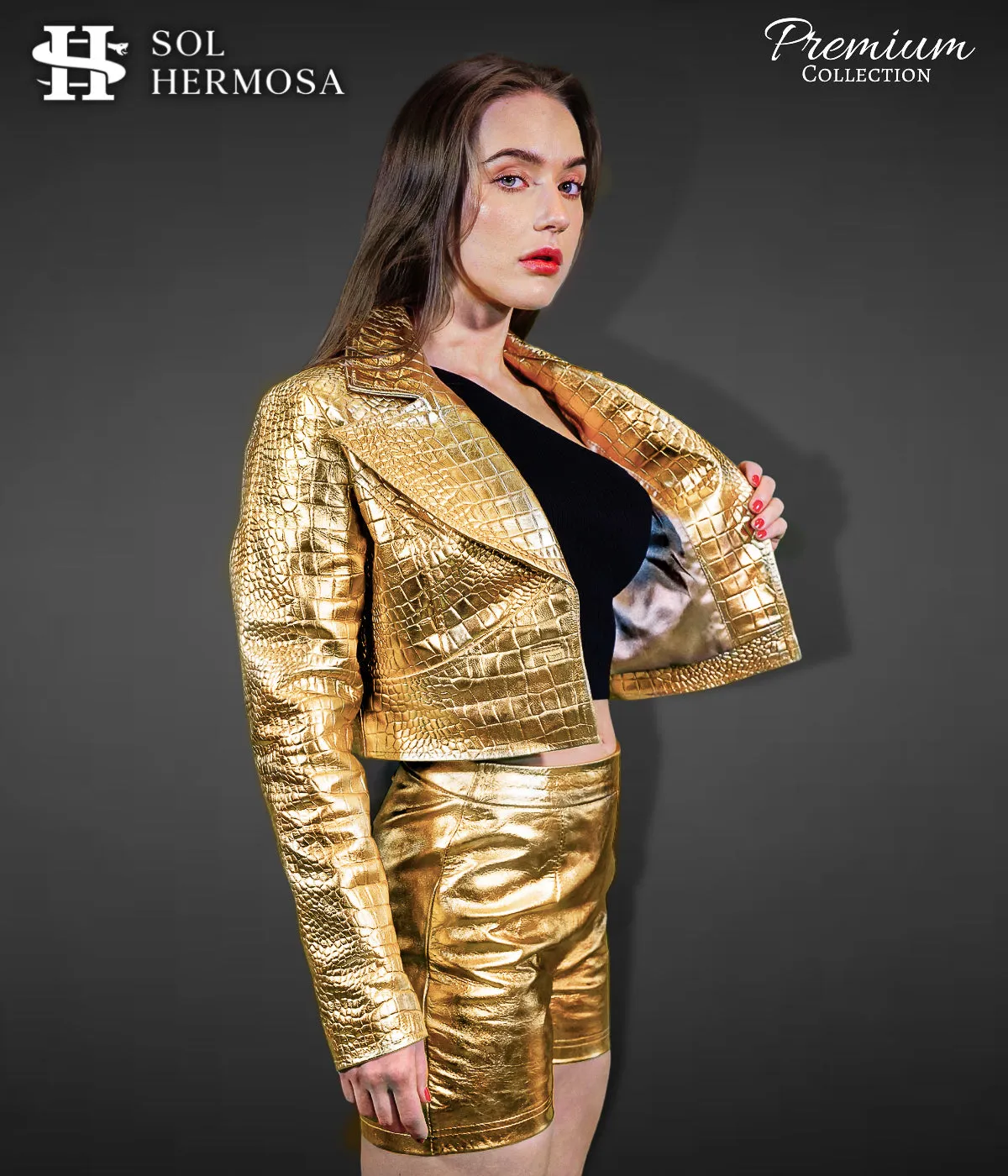Women's Cropped Leather Blazer - Anna