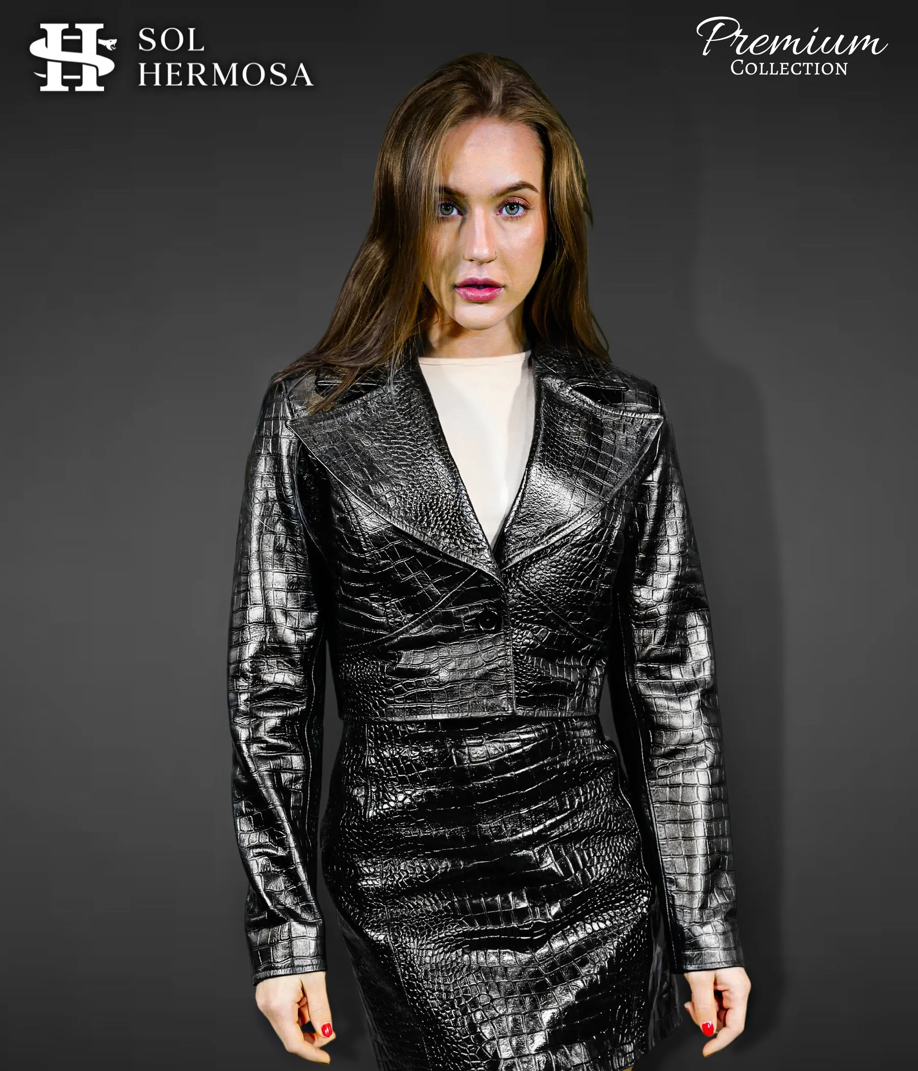 Women's Cropped Leather Blazer - Anna