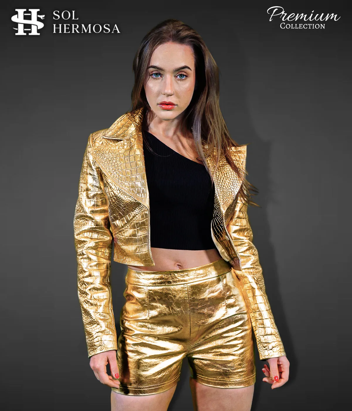 Women's Cropped Leather Blazer - Anna