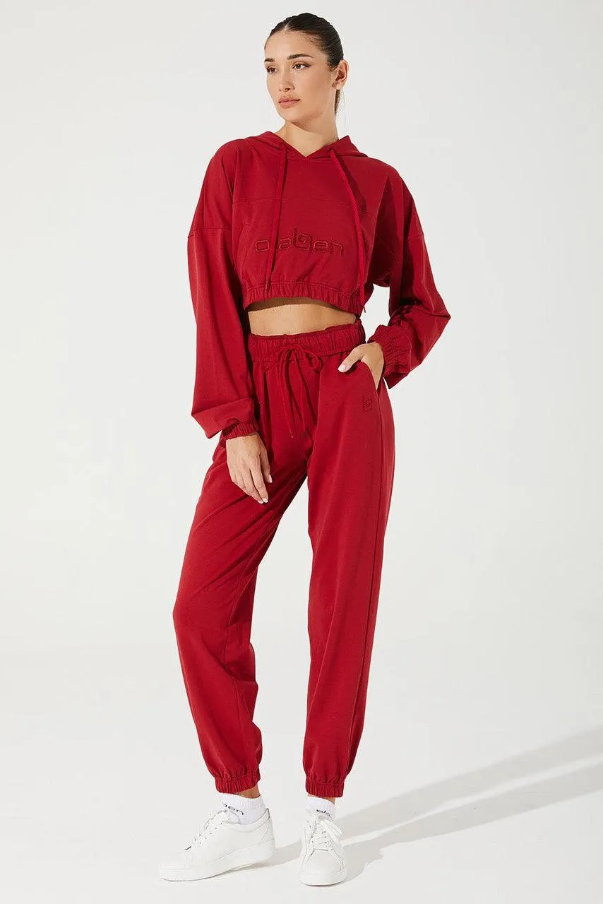 Women's Hoodie Croptop - Viva Magenta