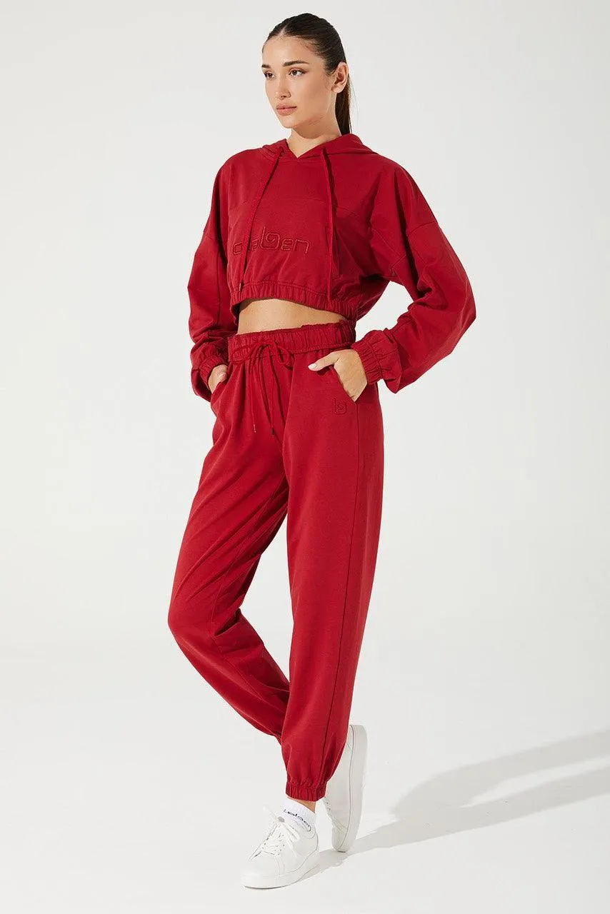 Women's Hoodie Croptop - Viva Magenta