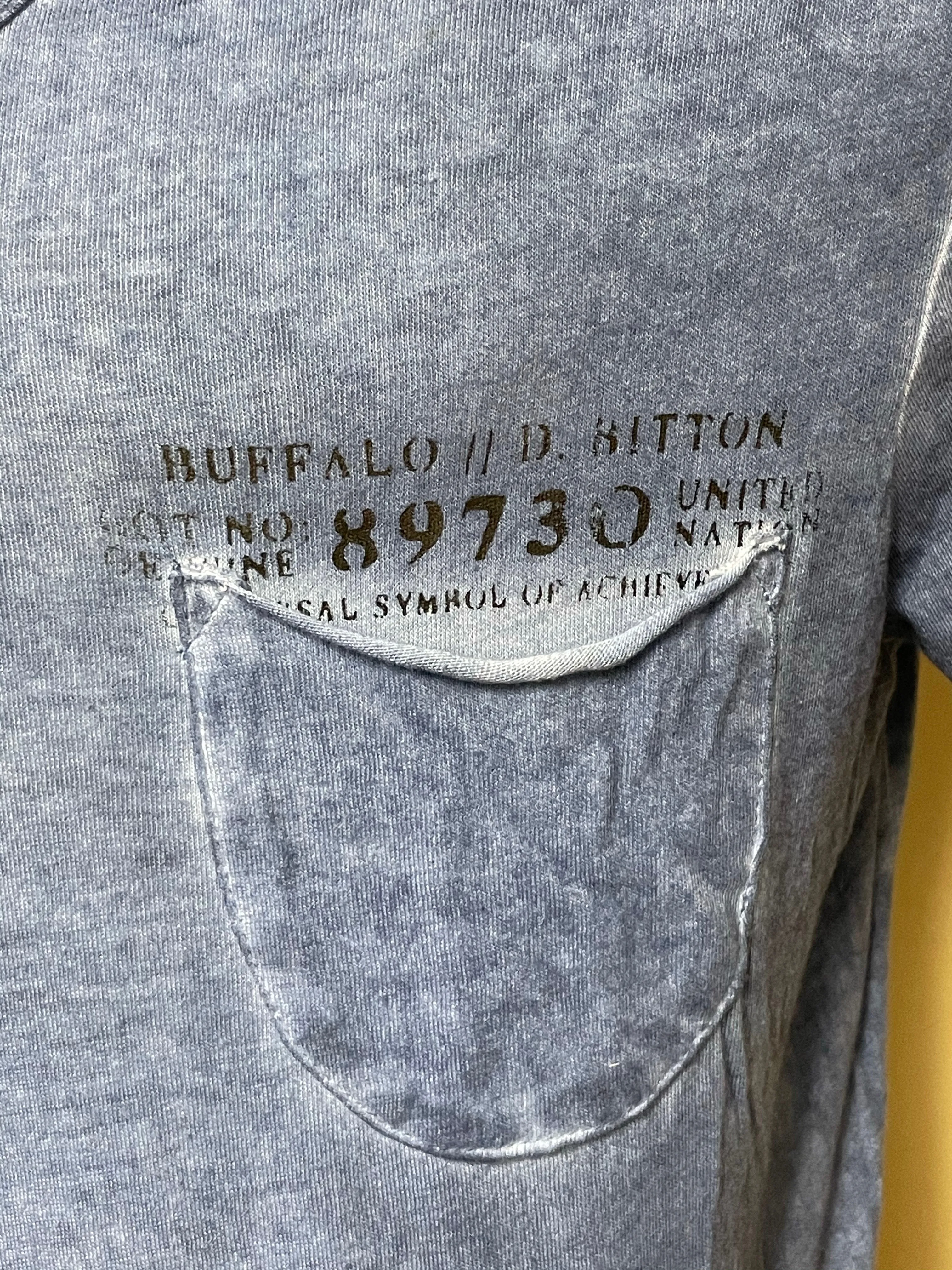 Womens Small Petite BUFFALO DAVID BITTON Blue Henley Pocket TShirt